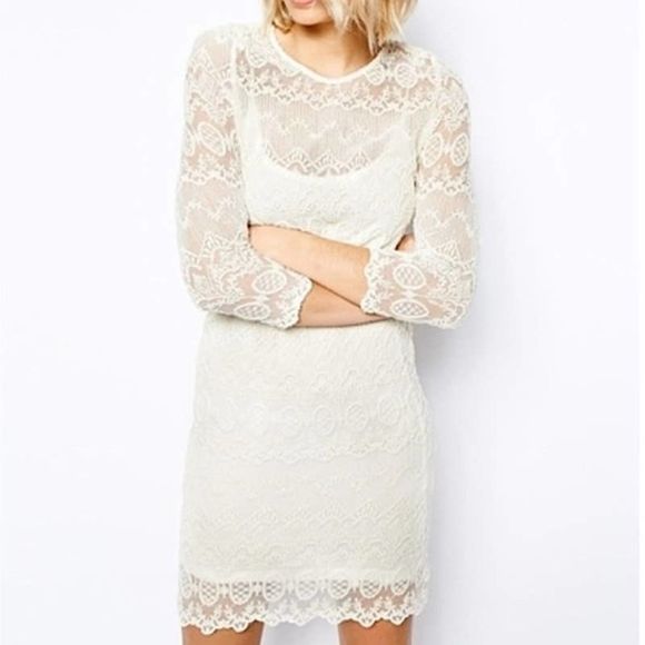 Mango Dresses & Skirts - MNG Casual cream white lace dress
